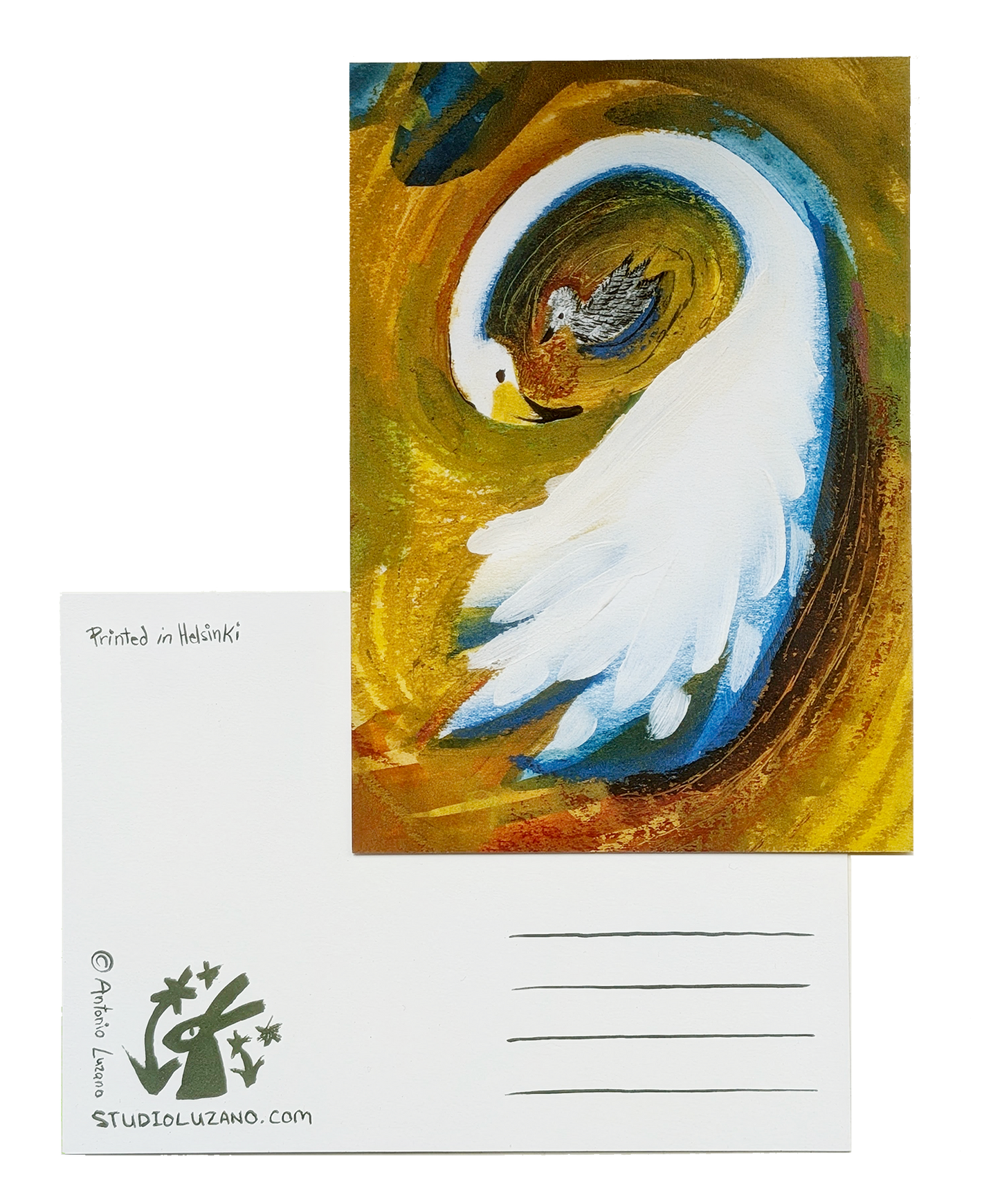Pen and Cygnet Yellow - A6 Postcard