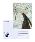 Hare in Blizzard - A6 Postcard