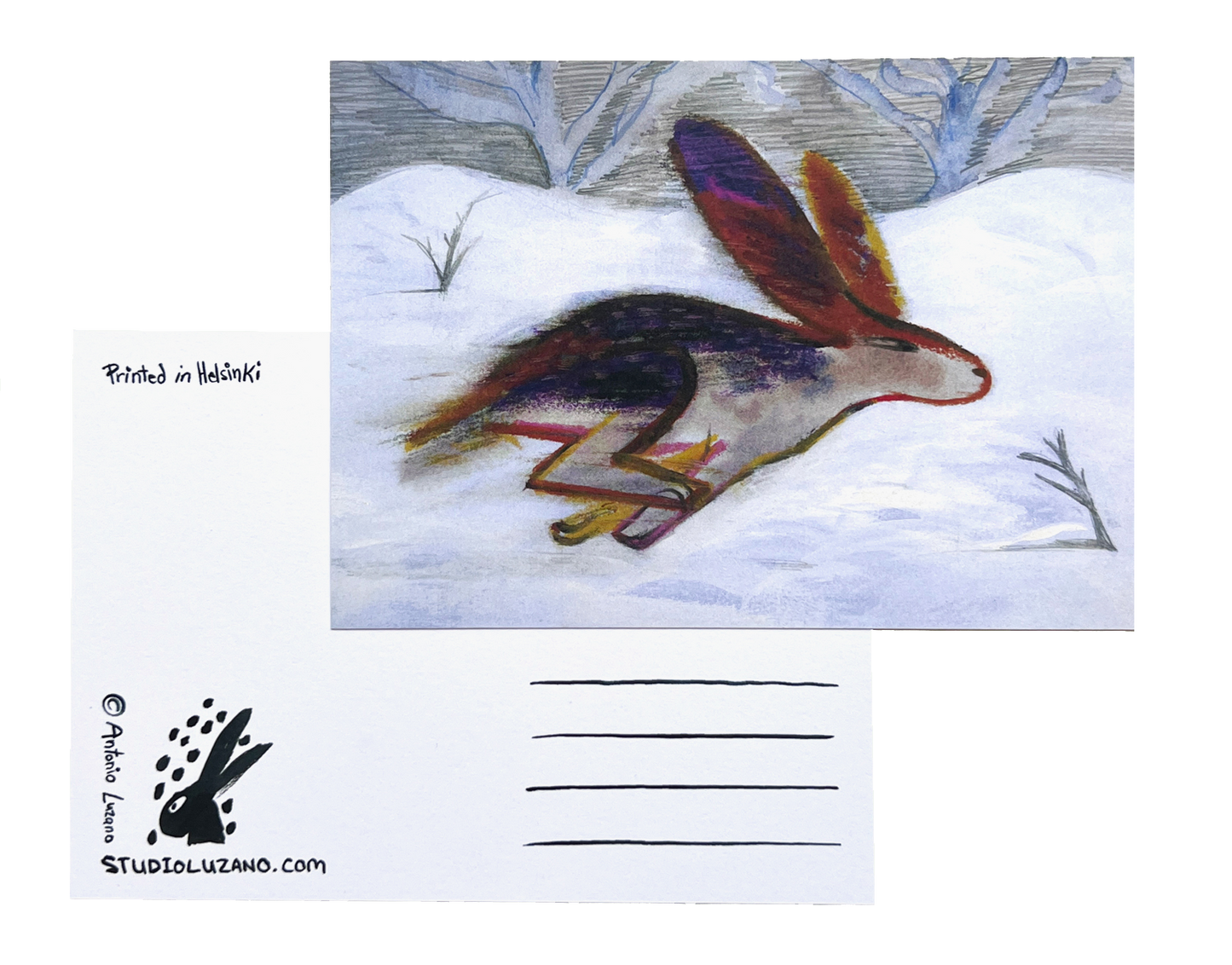 Running Hare - A6 Postcard