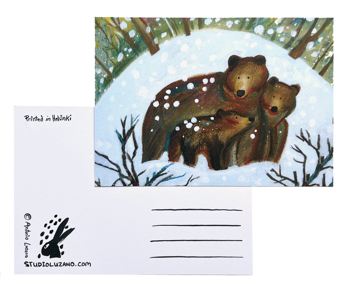 Three Bears - A6 Postcard