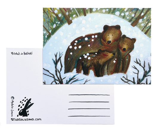 Three Bears - A6 Postcard