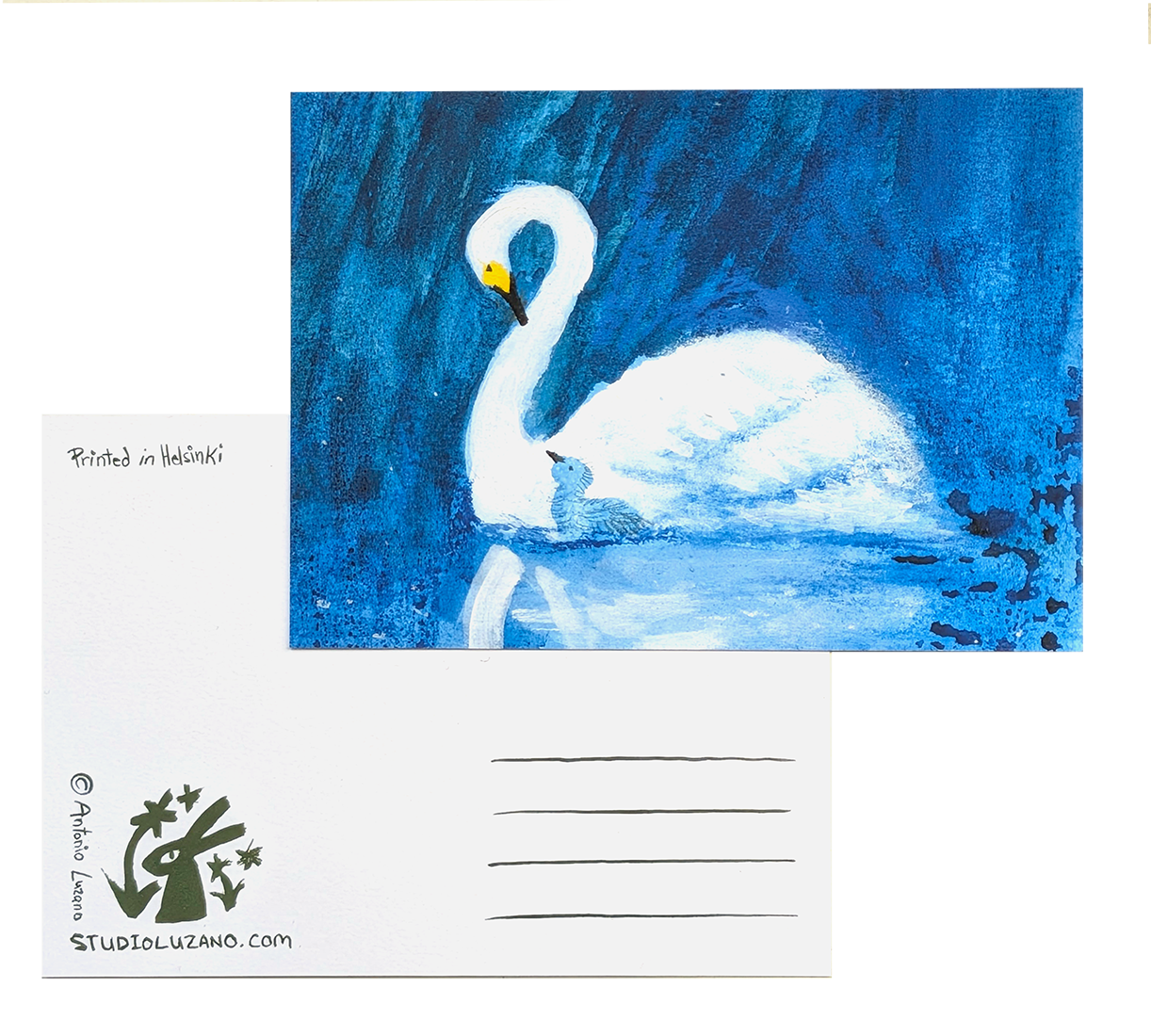 Pen and Cygnet Blue - A6 Postcard