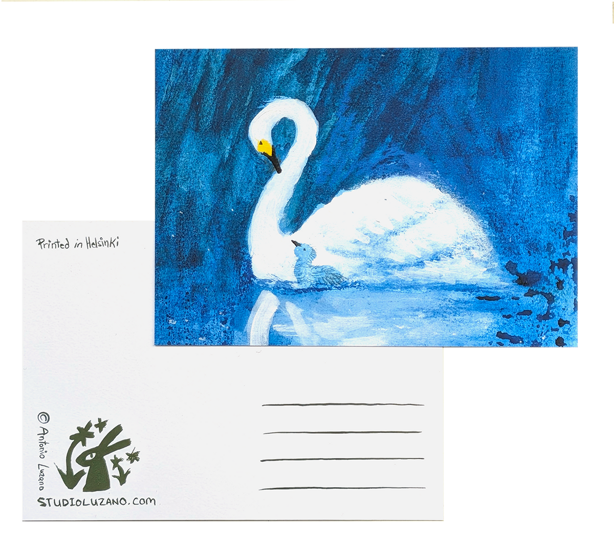 Pen and Cygnet Blue - A6 Postcard