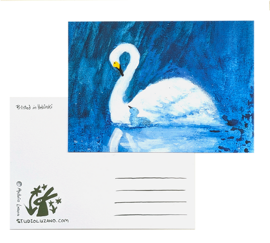 Pen and Cygnet Blue - A6 Postcard
