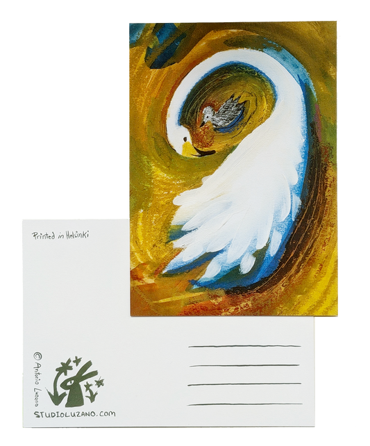 Pen and Cygnet Yellow - A6 Postcard